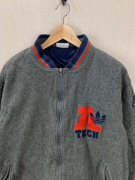 Vintage 90's Adidas A Tech Gray Wool Quilt Lined … - image 3