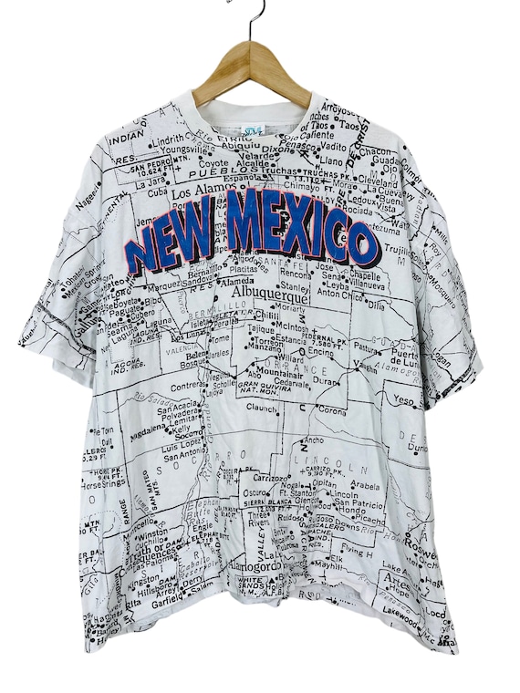 Vintage 90's New Mexico State Map Print All Over T