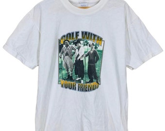 Three Stooges Larry Moe Curley Golf With Friends Funny Humor T-Shirt Medium
