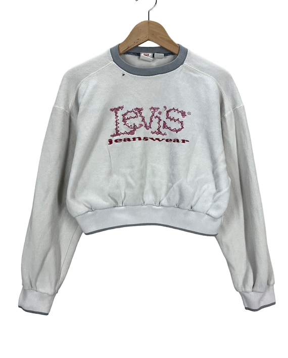 Vintage Levi’s Embroidered Crop Top Sweatshirt Wo… - image 1