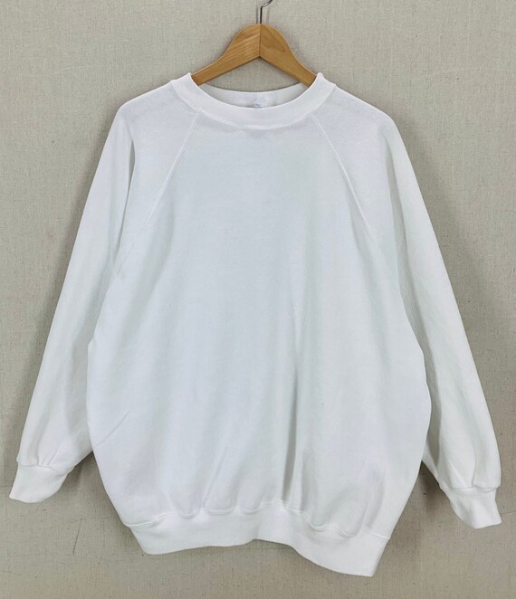 Vintage 80's 90's Blank White Soft Raglan Sweatsh… - image 1