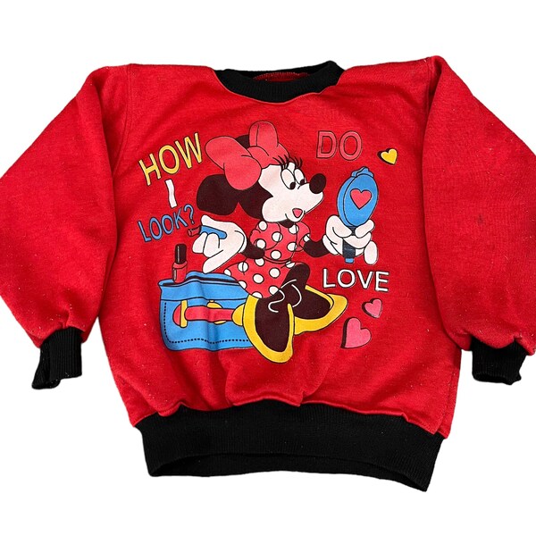 MINNIE MOUSE Large Print Character Sweatshirt, Men's Size L unclear white type Vintage Second Hand