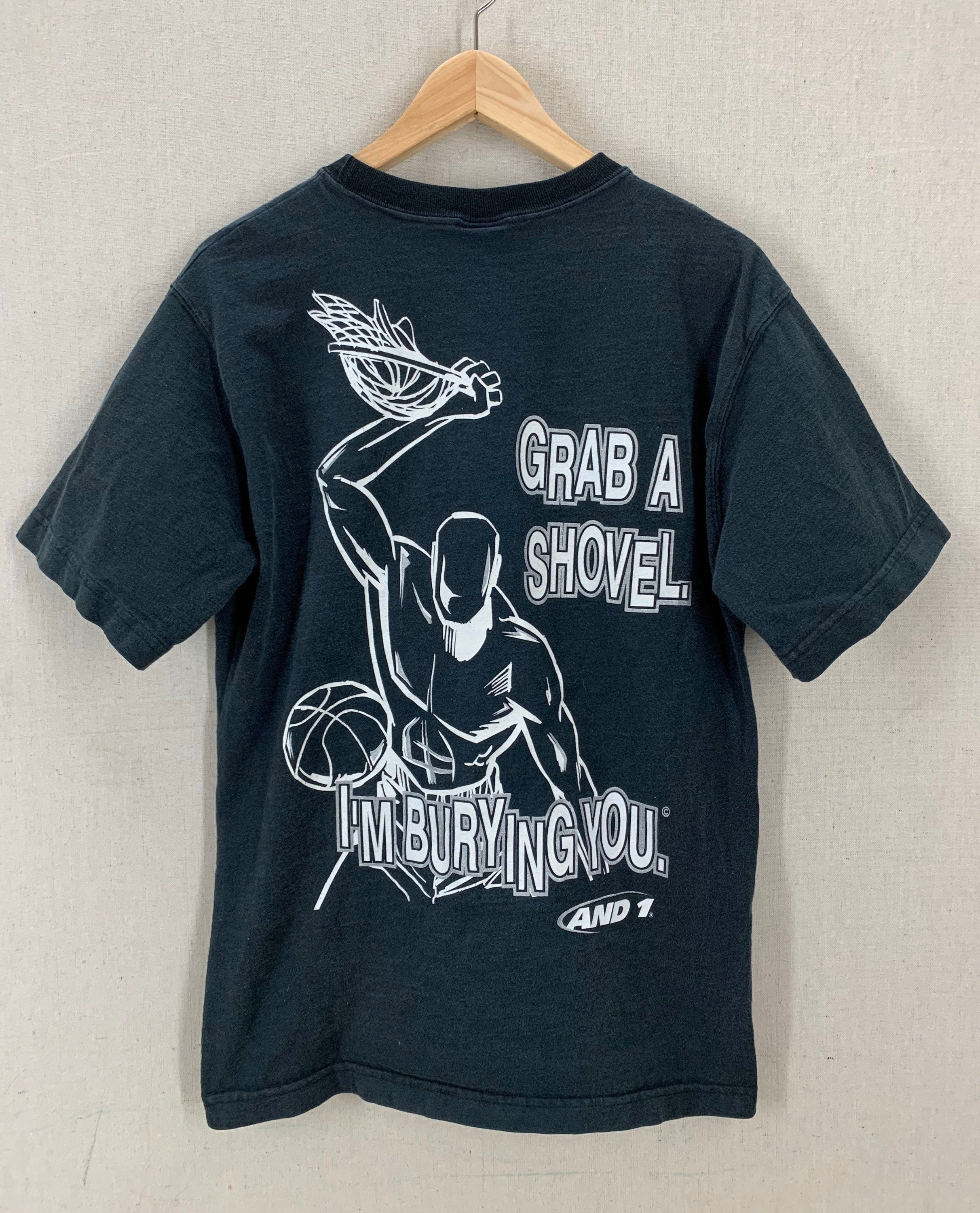 Vintage 90 s And1 Pak een schop ik begraaf je basketbal T shirt