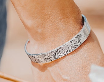Sunflower Cuff Bracelet, Hypoallergenic and Adjustable