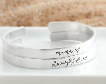 Mother and Daughter Cuff Bracelet Set, Mother's Day Gift for Her