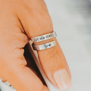 Let Him Lead, Wrap Ring, Christian Gift, Faith Jewelry, Gift for Friend,