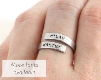 Personalized Name Ring for Mom, Mother's Day Gift, Wrap Ring with Names