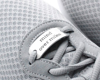 Mind Over Miles Shoe Tags, Race Gift for Runners