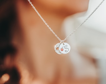 Personalized Birthstone Initial Necklace for Mom, Custom Mother’s Day Gift