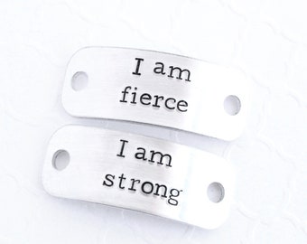 I Am Fierce and I Am Strong Shoe Tags, Gift for Runners, Marathons