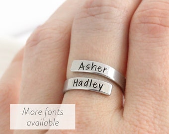 Personalized Name Ring for Mom, Wrap Ring with Names, Mother's Day Gift