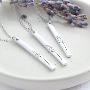 Lavender Necklace, Lavender Jewelry, Minimalist Flower Necklace