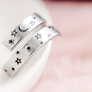 Moon And Star Ring, Starry Night Ring, Moon Ring, Gift for Nature Lover