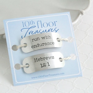 Run With Endurance - Hebrews 12:1 Shoe Tags, Gift for Runners, Marathons