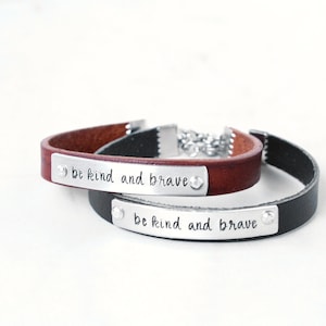 Kindness Anti-hate Inspirational Brown Leather Bracelet