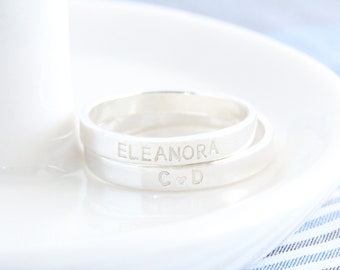 Personalized Sterling Silver Stacking Ring, Custom Name Ring