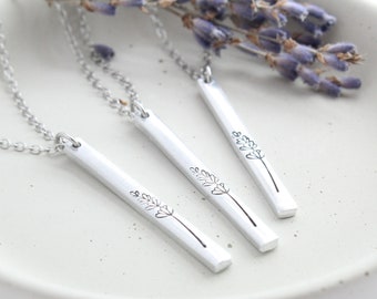 Lavender Necklace, Lavender Jewelry, Minimalist Flower Necklace