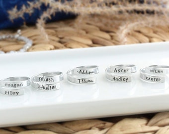 Anillo personalizado con nombre para mamá, regalo para el Día de la Madre, anillo envolvente personalizado con nombres de niños