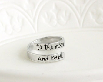 Moon And Back Wrap Ring, Gift for Daughter