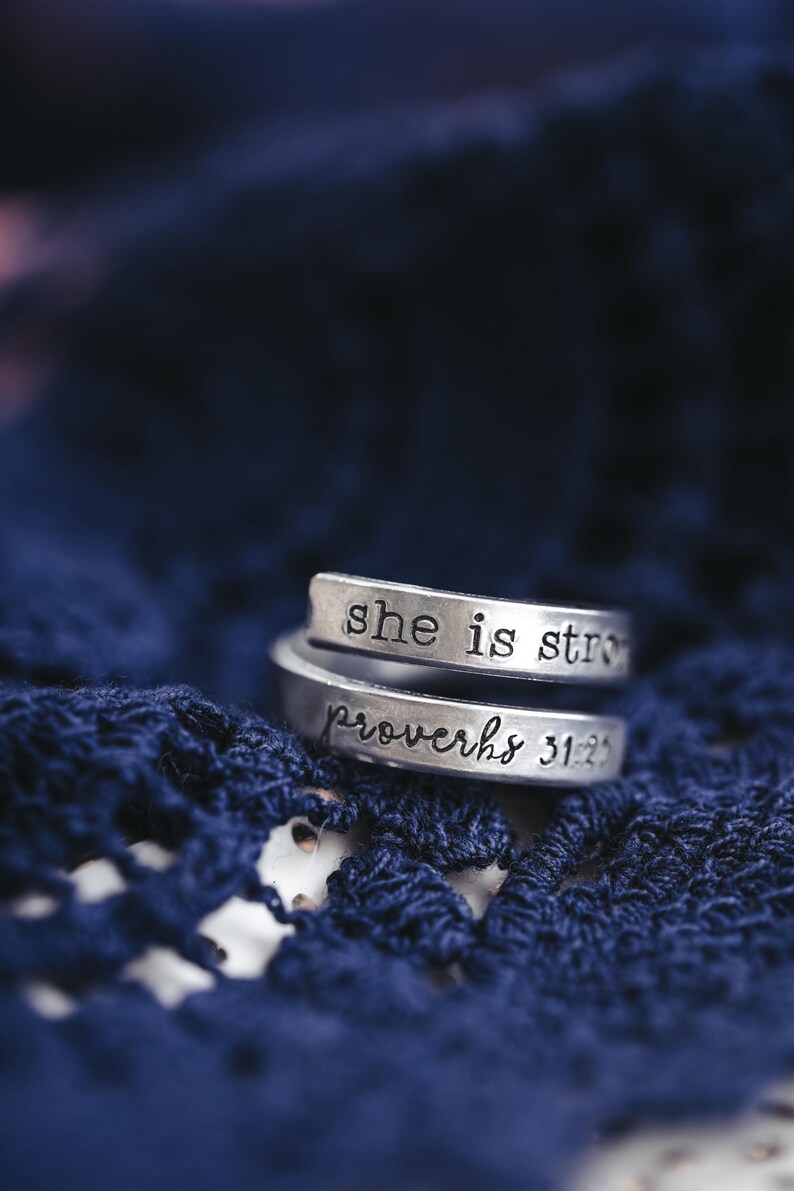 Let Him Lead, Faith Wrap Ring, Christian Gift, Adjustable Nickel-Free Jewelry she is strong