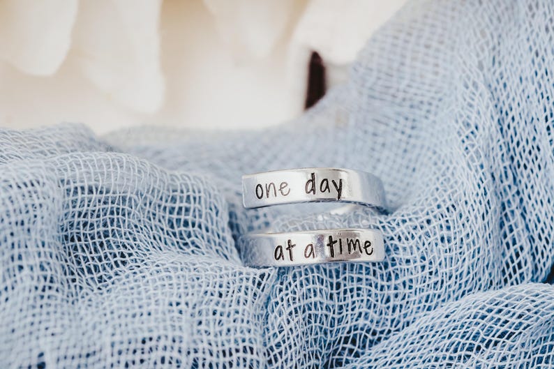Let Him Lead, Faith Wrap Ring, Christian Gift, Adjustable Nickel-Free Jewelry one day at a time