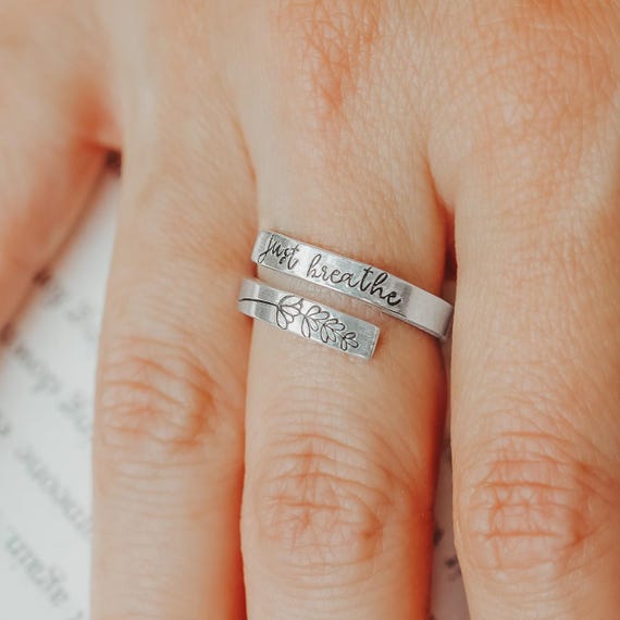 Handmade Wrap Ring, Lavender Anxiety Ring, Just Breathe, Nickel-Free