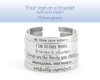 Personalized Cuff Bracelet, Custom Text Inside & Out