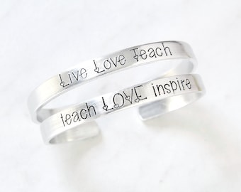 Teacher Bracelet, Gift for Teacher, Teach Love Inspire