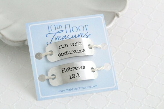 Run With Endurance - Hebrews 12:1 Shoe Tags, Gift for Runners, Marathons