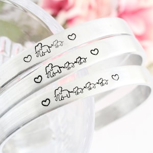 Mama Elephant Cuff Bracelet, Gift for Mom, Gift for Wife