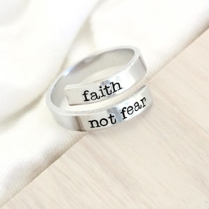 Let Him Lead, Faith Wrap Ring, Christian Gift, Adjustable Nickel-Free Jewelry faith not fear