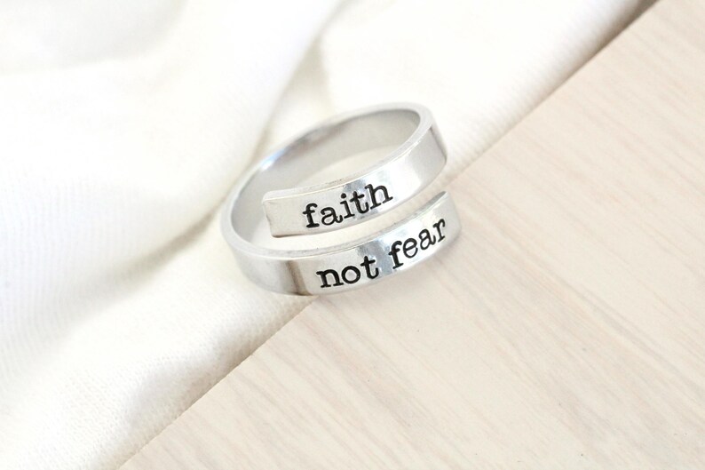 Let Him Lead, Faith Wrap Ring, Christian Gift, Adjustable Nickel-Free Jewelry faith not fear