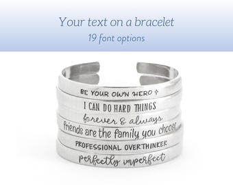 Personalized Bracelet, Custom Text, Hand Stamped