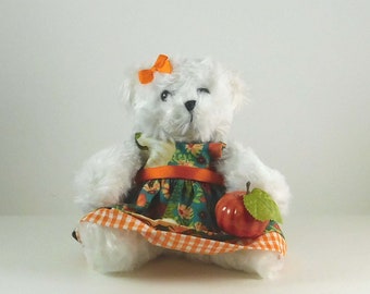 Autumn Decorations, Autumn Table or Mantle Décor, Fall Decorations for Your Home, Fall Décor Gift Idea White Plush Bear