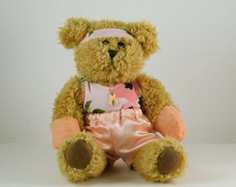 Cancer Fighter Gift for Uterine Cancer Patient, Teddy Bear Boxer in Peach, Thoughtful and Funny Gift, Encouragement for Cancer Patient