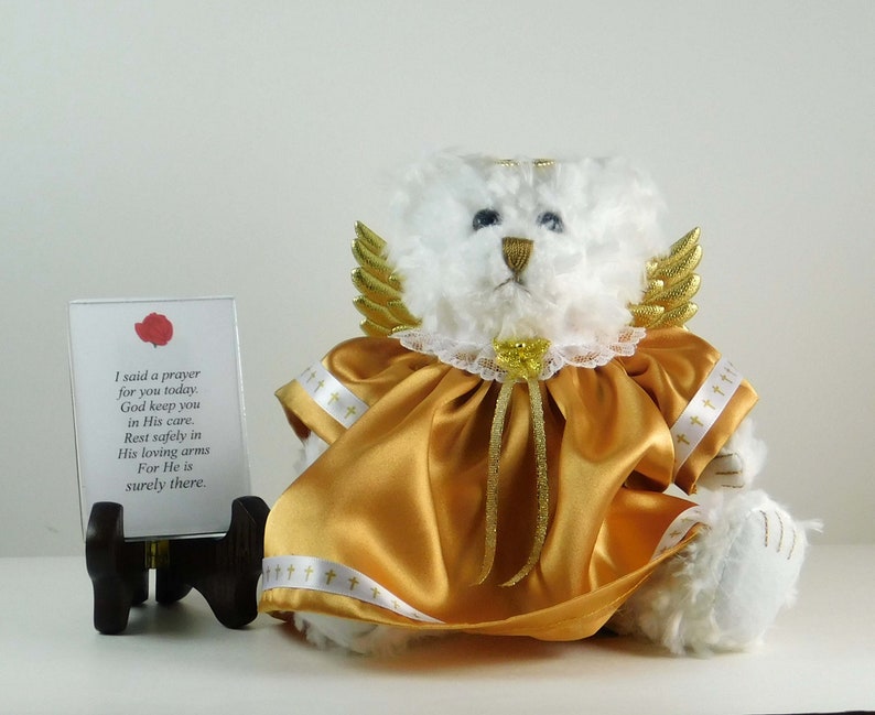 Spiritual and Inspirational Gift for Encouragement and Comfort, Angel Bear with Prayer Poem for Illness or Difficult Time image 2