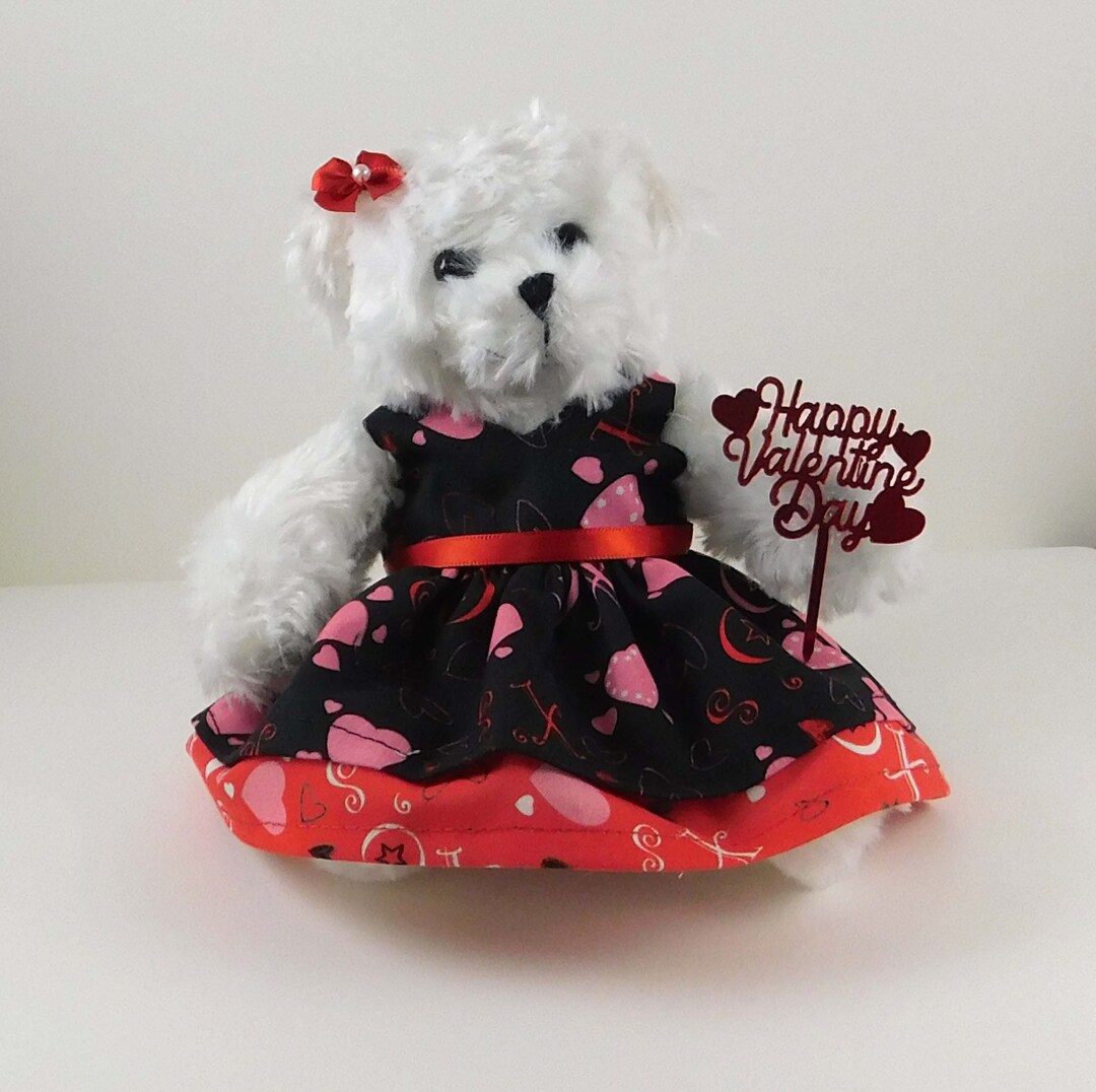 Plush White Teddy Bear Gift for Her, Valentines Day Gift Bear for