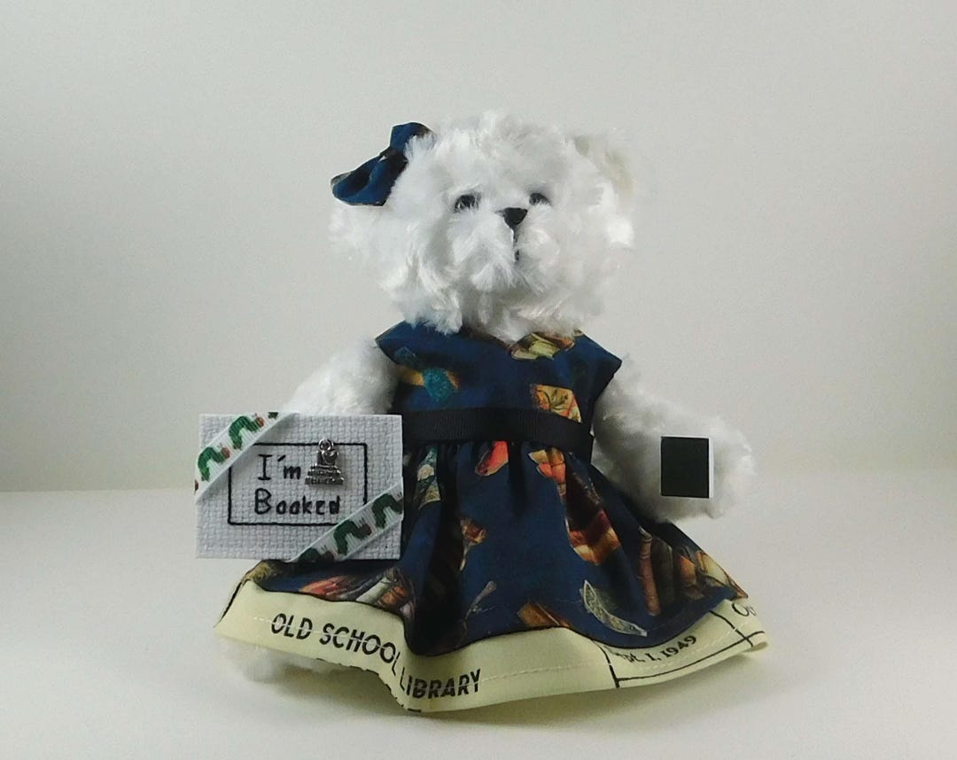 Librarian Teddy Bear Gift: Plush Bear With Book Dress & 'i'm Booked ...