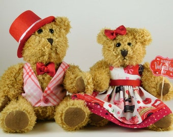 Brown Plush Valentine Teddy Bear Couple Gift for Wife Girlfriend Boyfriend, Bears for Valentine’s Day, Valentine Décor Teddy Bear Gift