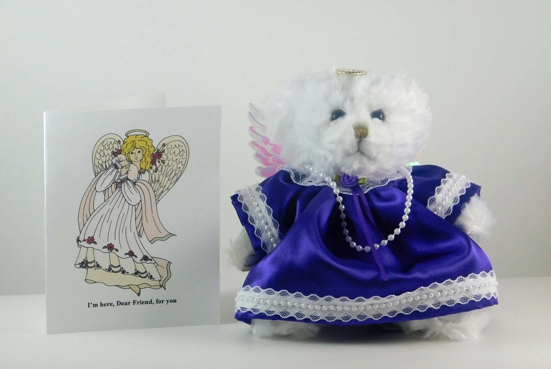 Puppet Cancer Angel Cancer Awareness Angel Teddy Bear, Purple Satin Dress, Gift for Her - Etsy
