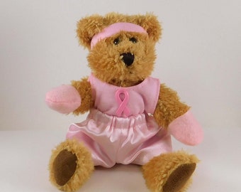 Breast Cancer Fighter, Golden Brown Teddy Bear Boxer for Cancer Patient to Encourage them to Fight Through Treatment, Funny Gift for Woman