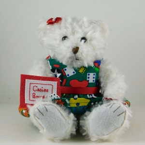 Casino Teddy Bear Gift: Handmade Clothes, Cross-Stitch Sign