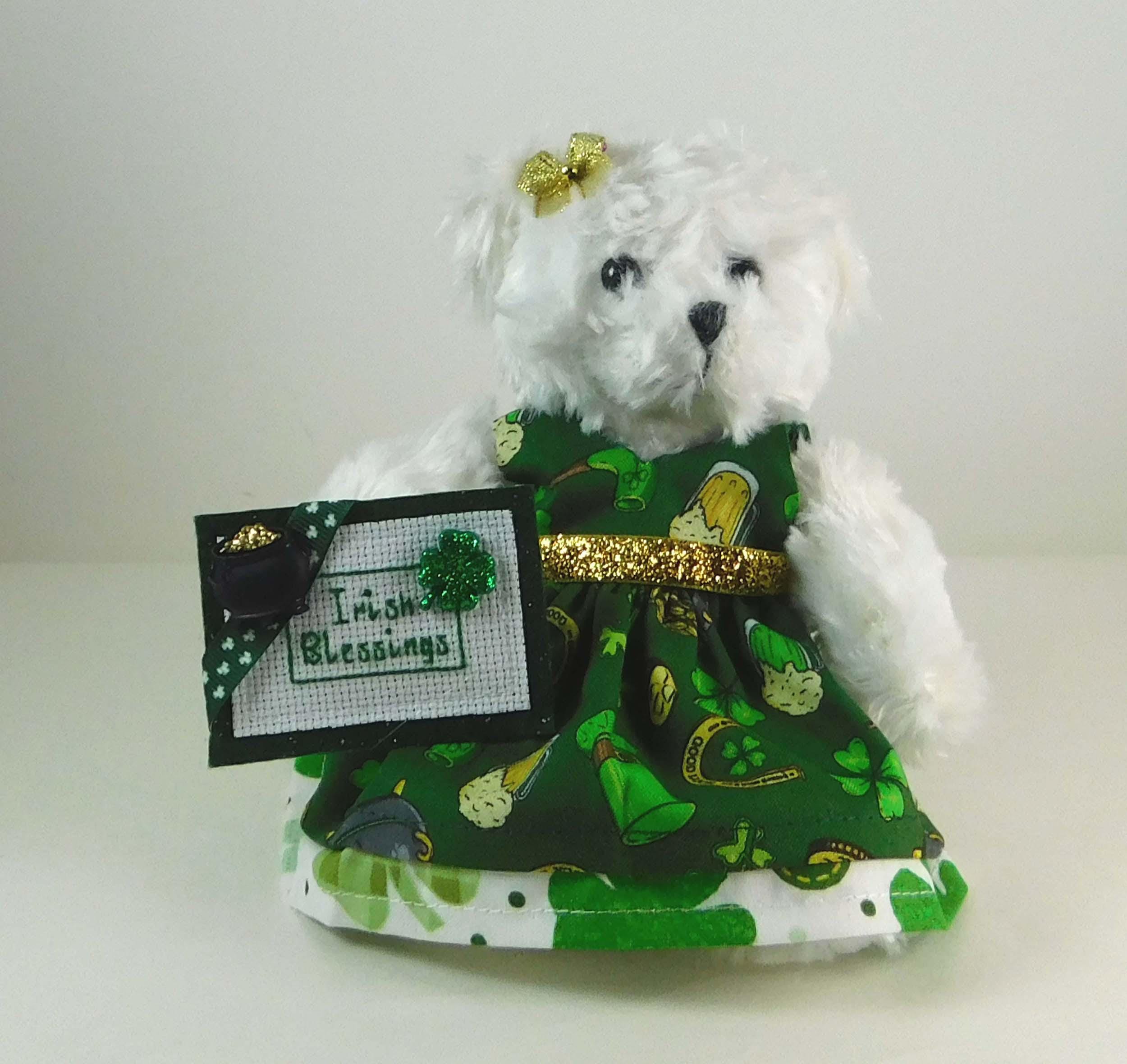 St Patrick's Day Teddy Bear: Irish Blessings Shamrock Decor