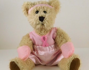 Breast Cancer Fighter, Beige Teddy Bear Boxer for Cancer Patient to Encourage them to Fight Through Treatment, Funny Gift for Woman
