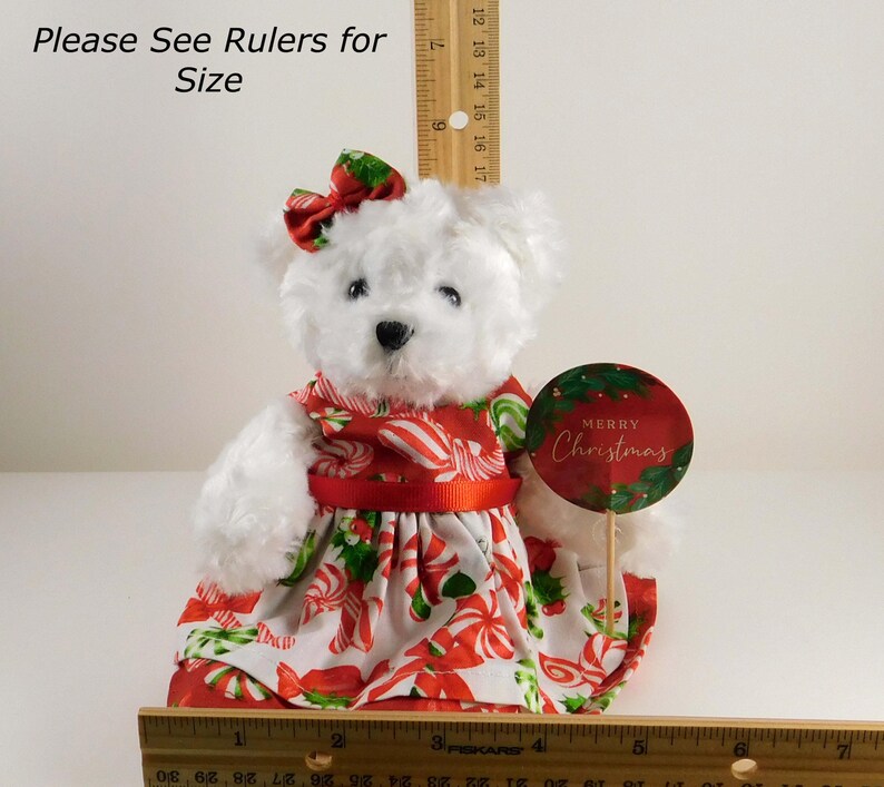Candy Cane Ruler Merry Christmas Teddy Bear: Plush Candy Cane Dress, Holiday Decor - Etsy
