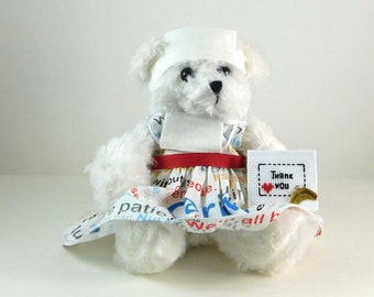 Gift for Nurse to say Thank You and Show Appreciation, Gift for Mother’s Day, Plush Teddy Bear Gift, Favorite Nurse Gift