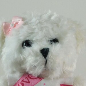 White Teddy Bear in Pink Ribbon dress, Gift for Breast Cancer Patient with cross-stitched message, Encouragement Gift for Her image 4