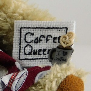 Coffee Lover Gift, Coffee Queen Gift for Coffee Drinker, I Love Coffee Fun Gift for Mom with Plush Beige Teddy Bear image 7