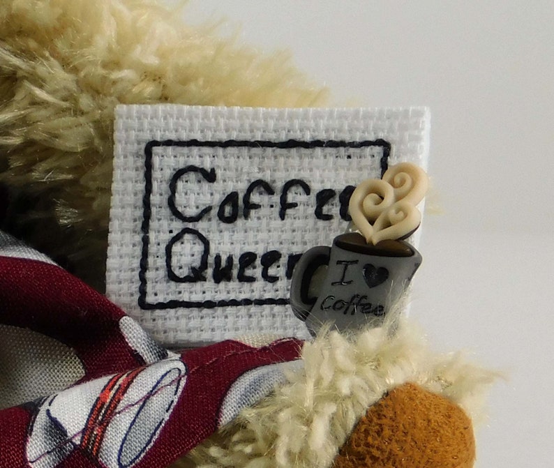 Coffee Lover Gift, Coffee Queen Gift for Coffee Drinker, I Love Coffee Fun Gift for Mom with Plush Beige Teddy Bear image 7