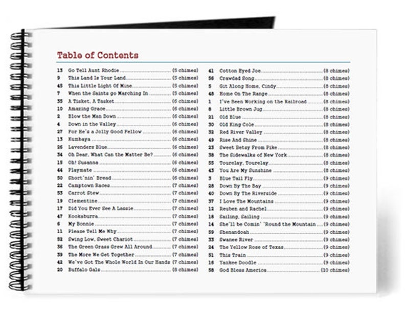 Pipe Chime Familiar Tunes Song Book printed Etsy